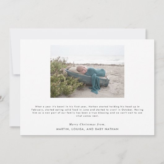 シックなマイ初めてのクリスマス10ベビーフォトコラージュ シーズンカード (裏面)