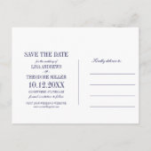 シックなマグノリアの花 |ネイビーブルー |日付の保存 案内ポストカード (裏面)