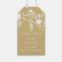シックなマグノリアの花 |金ゴールド結婚ー ギフトタグ