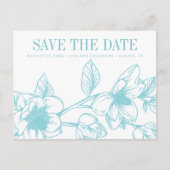 シックなマグノリアの花 |青淡い色の色 |日付の保存 案内ポストカード (正面)