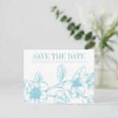 シックなマグノリアの花 |青淡い色の色 |日付の保存 案内ポストカード (スタンド正面)