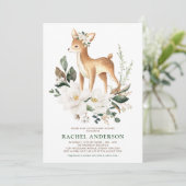 シックなマグノリアウッドランドディアニュートラルベビーシャワー 招待状 (スタンド正面)