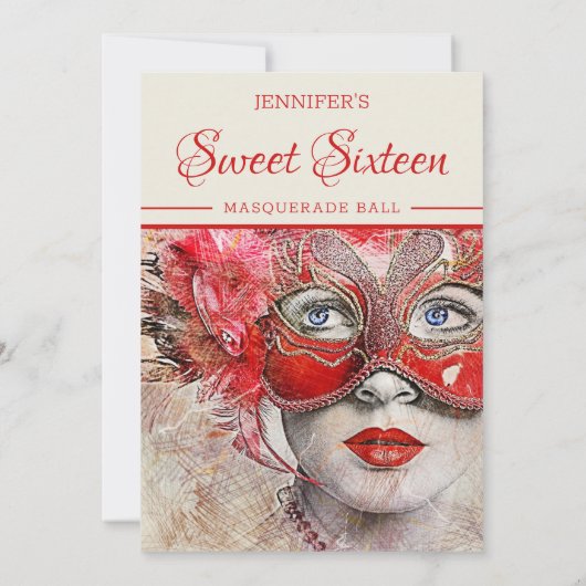 シックなマスカレードボール誕生日招待状 招待状 (裏面)