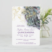 シックなマスカレード金ゴールドクインセアニラパーティの招待状 招待状 (スタンド正面)