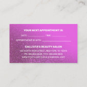 シックなマゼンタパープルグリッターグラデーションタイポグラフィ 予約カード (裏面)
