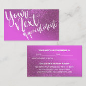 シックなマゼンタパープルグリッターグラデーションタイポグラフィ 予約カード (正面/裏面)