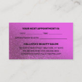 シックなマゼンタパープルグリッターグラデーションタイポグラフィ 予約カード (裏面)