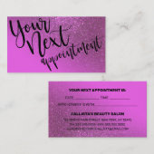シックなマゼンタパープルグリッターグラデーションタイポグラフィ 予約カード (正面/裏面)