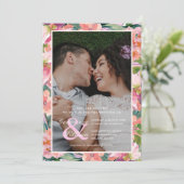 シックなマゼンタピンクのフローラ結婚写真 招待状 (スタンド正面)