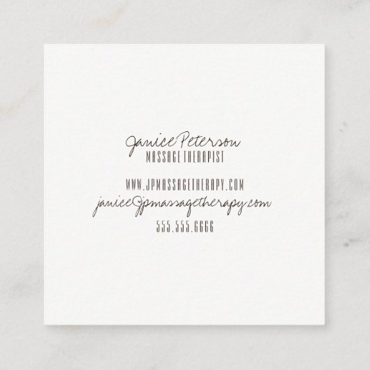 シックなマッサージのセラピーの名刺 スクエア名刺 (裏面)