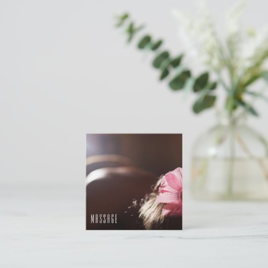 シックなマッサージのセラピーの名刺 スクエア名刺 (スタンド正面)