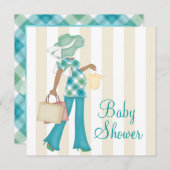 シックなママ民族の赤ちゃんシャワー 招待状 (正面/裏面)
