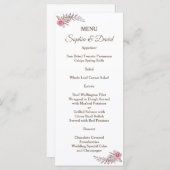 シックなマルサラマルーンフローラ水彩色結婚のメニュー メニュー (正面/裏面)
