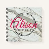 シックなマーブルパーソナライズされたテクスチャ名/誕生日 ノートブック (正面)