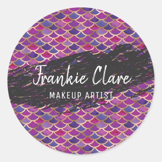 シックなマーメイドスケール抽象芸術パターン ラウンドシール (正面)