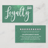 シックなマーメイドティール（緑がかった色）グリッターグラデーションタイポグラフィ ロイヤリティカード (正面/裏面)