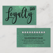 シックなマーメイドティール(緑がかった色)グリッターグラデーションタイポグラフィ ロイヤリティカード (正面/裏面)