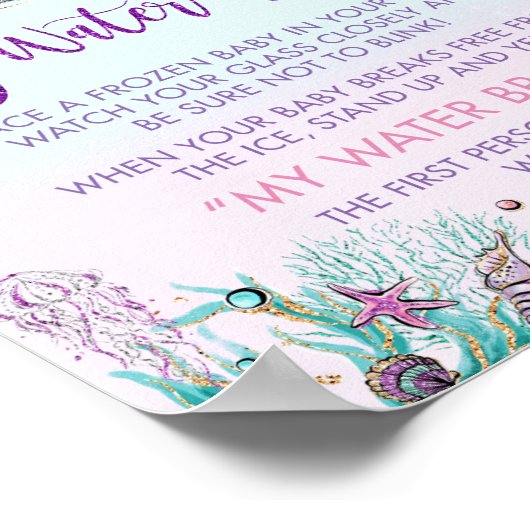 シックなマーメイドテール赤ちゃんシャワー私の水がゲームを破った ポスター (角)