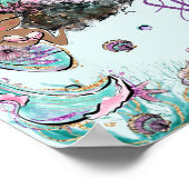 シックなマーメイド誕生日ベビーシャワーがシェルフィーを取る ポスター (角)