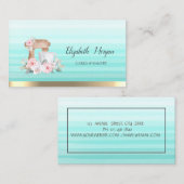 シックなミキサーフラワーストライプズグラデーションベーカリー 名刺 (正面/裏面)