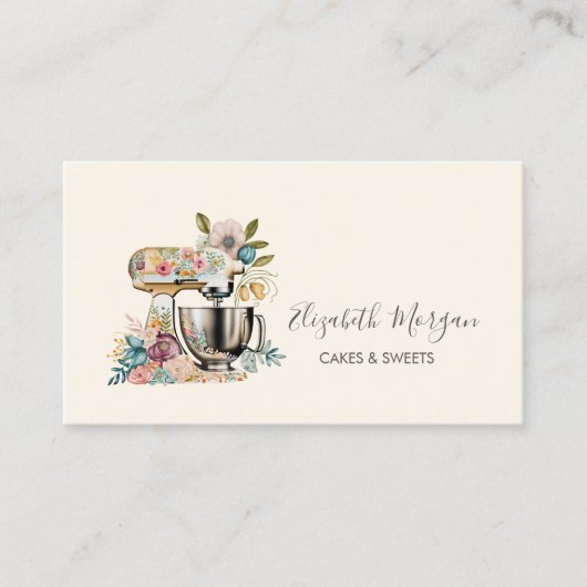 シックなミキサーフラワーズベーカリー名刺 名刺 (正面)