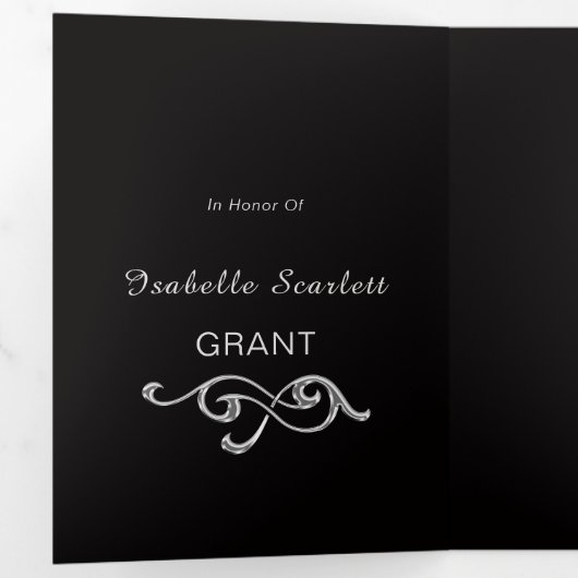 シックなミクリンスマスカレードパーティの招待状 三つ折り招待状 (内部最初)