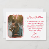 シックなミスタントー&ボウカスタムファミリーフォトクリスマス シーズンカード (正面)