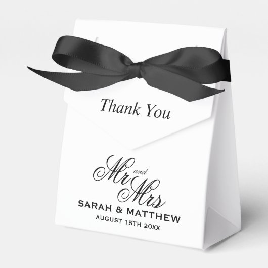 シックなミスター&ミセス・ブラックのネクタイが結婚披露宴を開く フェイバーボックス (正面サイド)