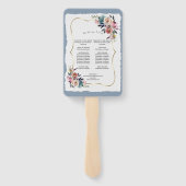 シックなミスティバラダスティブルーフローラ結婚式 プログラム ハンドファン (裏面)