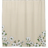 シックなミズキの花及び水玉模様のシャワー・カーテン シャワーカーテン (正面)