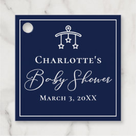 シックなミッドナイトブルースターモバイルベビーシャワー フェイバータグ