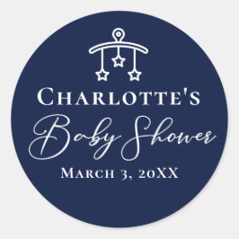シックなミッドナイトブルーベビーシャワーパーソナライズされた ラウンドシール