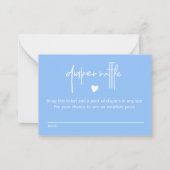 シックなミッドブルー男の赤ちゃんシャワーおむつラッフル ノートカード (正面)