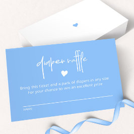 シックなミッドブルー男の赤ちゃんシャワーおむつラッフル ノートカード