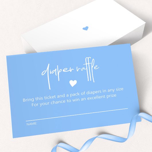 シックなミッドブルー男の赤ちゃんシャワーおむつラッフル ノートカード