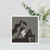 シックなミニナイトサマープールパーティファッションイラスト 招待状 (スタンド正面)