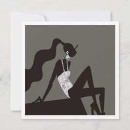 シックなミニナイトサマープールパーティファッションイラスト 招待状