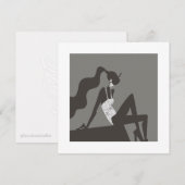 シックなミニナイトサマープールパーティファッションイラスト 招待状 (正面/裏面)