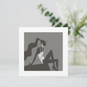 シックなミニナイトサマープールパーティファッションイラスト 招待状 (スタンド正面)