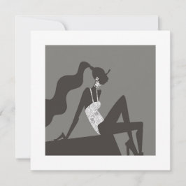 シックなミニナイトサマープールパーティファッションイラスト 招待状