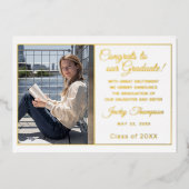 シックなミニマリストのゴールドフォイル卒業発表 箔招待状 (正面)