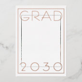 シックなミニマリストのゴールドフォイル卒業発表 箔招待状 (正面)