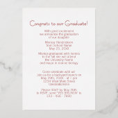 シックなミニマリストのゴールドフォイル卒業発表 箔招待状 (裏面)