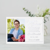 シックなミニマリストのゴールドフォイル卒業発表 箔招待状 (立ち正面)