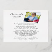 シックなミニマリストのゴールドフォイル卒業発表 箔招待状 (裏面)