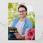 シックなミニマリストのゴールドフォイル卒業発表 箔招待状 (正面)