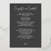 シックなミニマリストのゴールドフォイル卒業発表 箔招待状 (裏面)