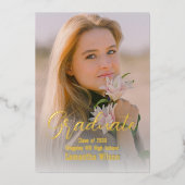 シックなミニマリストのゴールドフォイル卒業発表 箔招待状 (正面)