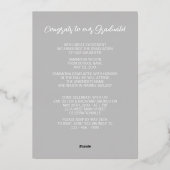 シックなミニマリストのゴールドフォイル卒業発表 箔招待状 (裏面)