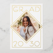 シックなミニマリストのゴールドフォイル卒業発表 箔招待状 (正面)